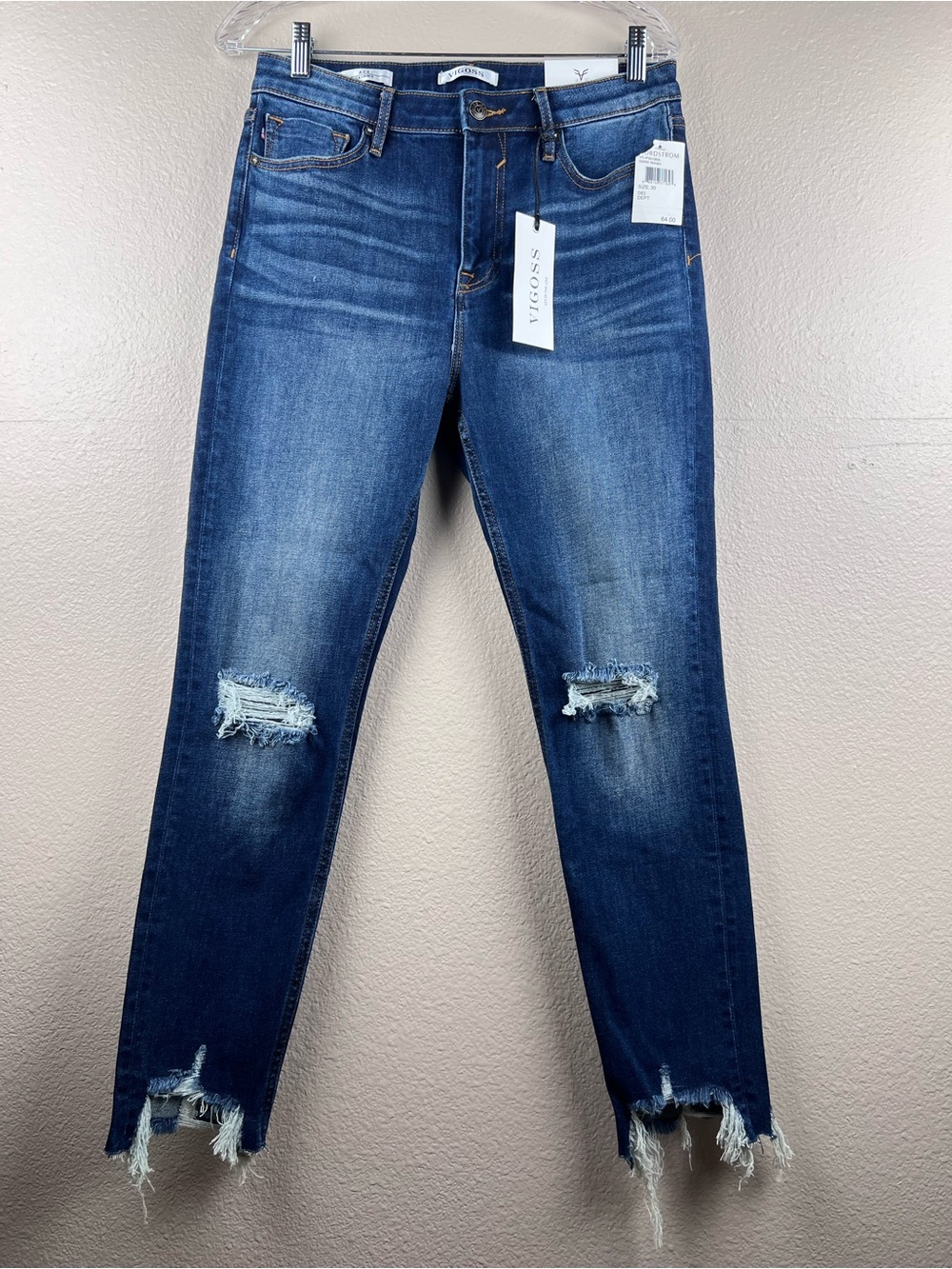 Vigoss Ace Skinny Jeans Dark Wash Distressed NWT 30